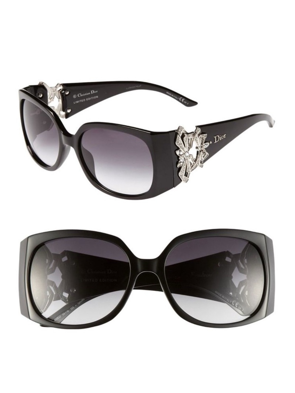 Christian Dior FrouFrou Black Frame Swarovski Crystal Embellished Sunglasses
